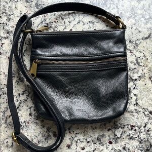 Fossil Black Leather Crossbody Bag